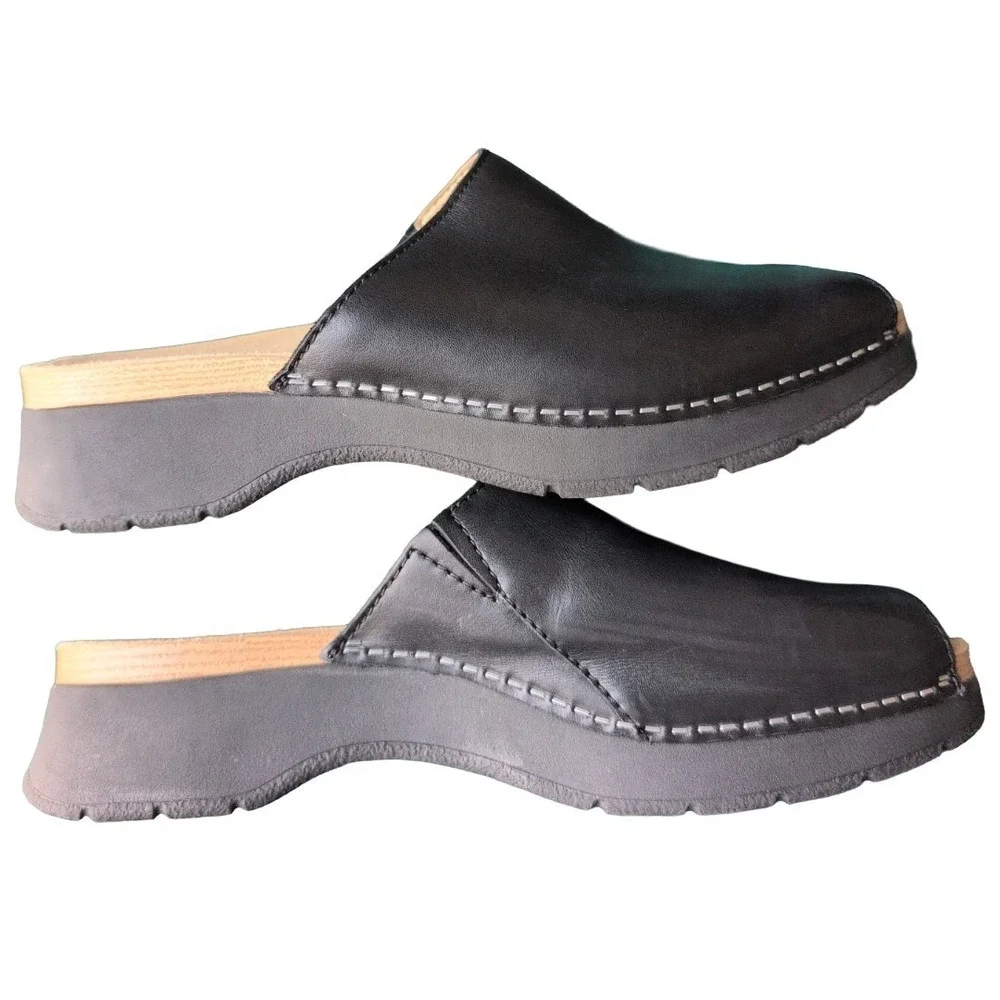 Dansko Ravyn Black Peep Toe Slide Sandals Women's Size EU 41 US 10 Comfort
